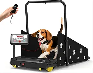 Petbobi Dog Treadmill – Quiet Indoor Running Machine for Small & Medium Dogs, 265 lbs Capacity, Rotatable Display & Remote