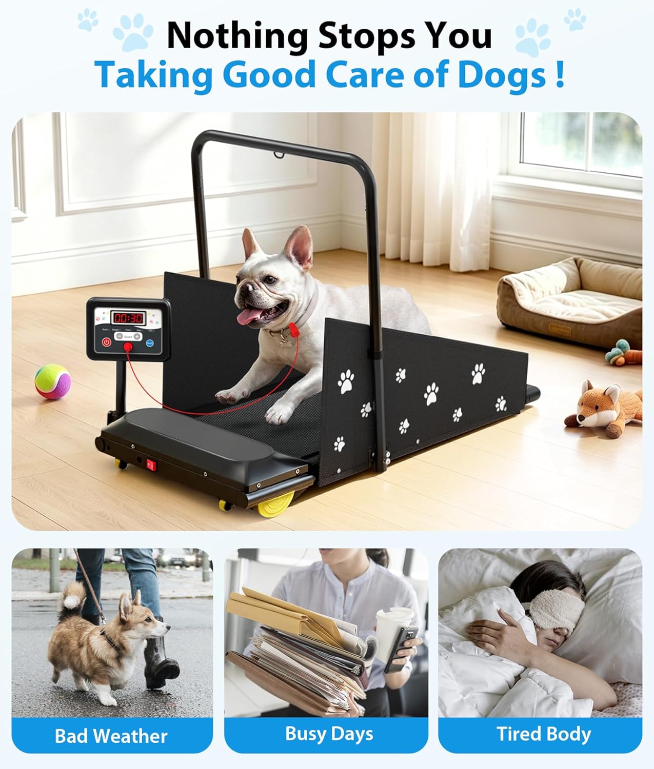 GYMAX 3‑in‑1 Dog & Human Treadmill – Pet Runner with Removable Panels, Remote Control & LED Display