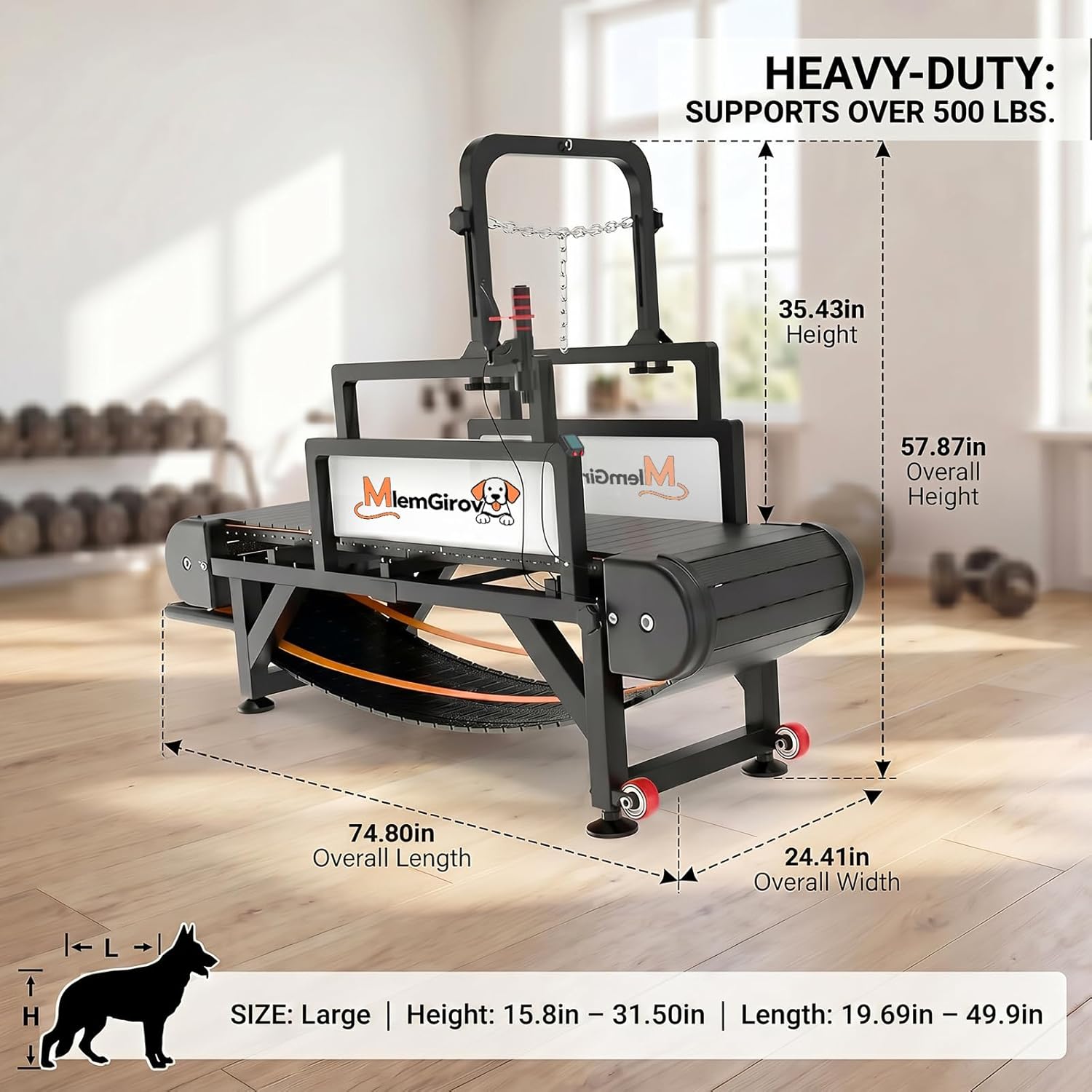 MlemGirove 2026 Medium Dog Treadmill – Non‑Electric Slatmill with Speedometer, Disc Brake & Shock Absorption