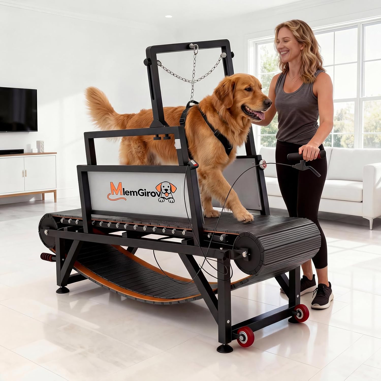 MlemGirove 2026 Dog Treadmill – Non‑Electric Slatmill with Speedometer, Disc Brake & 500 lbs Capacity