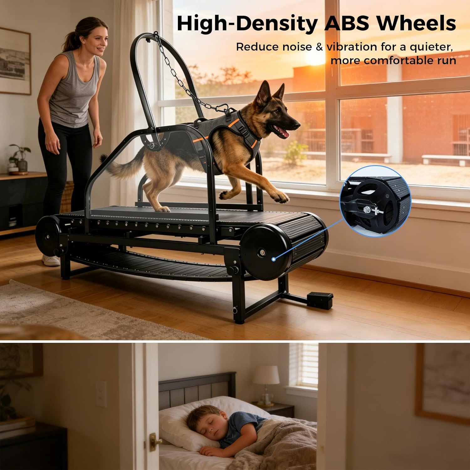 Hsaupi 2026 Large Dog Treadmill – Non‑Electric Slatmill with Foot Brake, Adjustable Incline, Supports 500 lbs